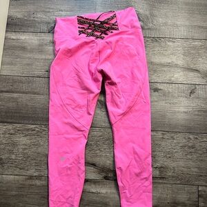 Fabletics Pink Leggings with leopard accent